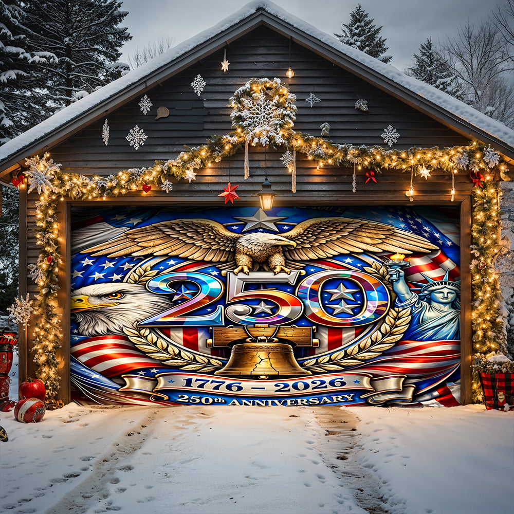Lorva Garage Door Banner Decoration America 250th Anniversary