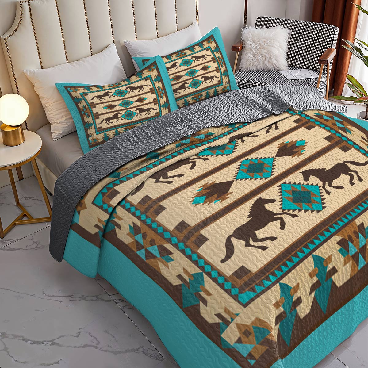 Lorva All Season Quilt 3-Piece Set Horse Freedom
