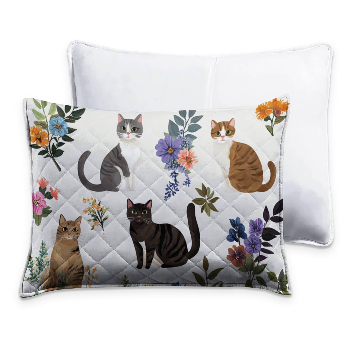 Lorva Quilt Set Cute Floral Cats