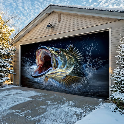 Lorva Fishing Garage Door Banner Decoration Gone Bassin'