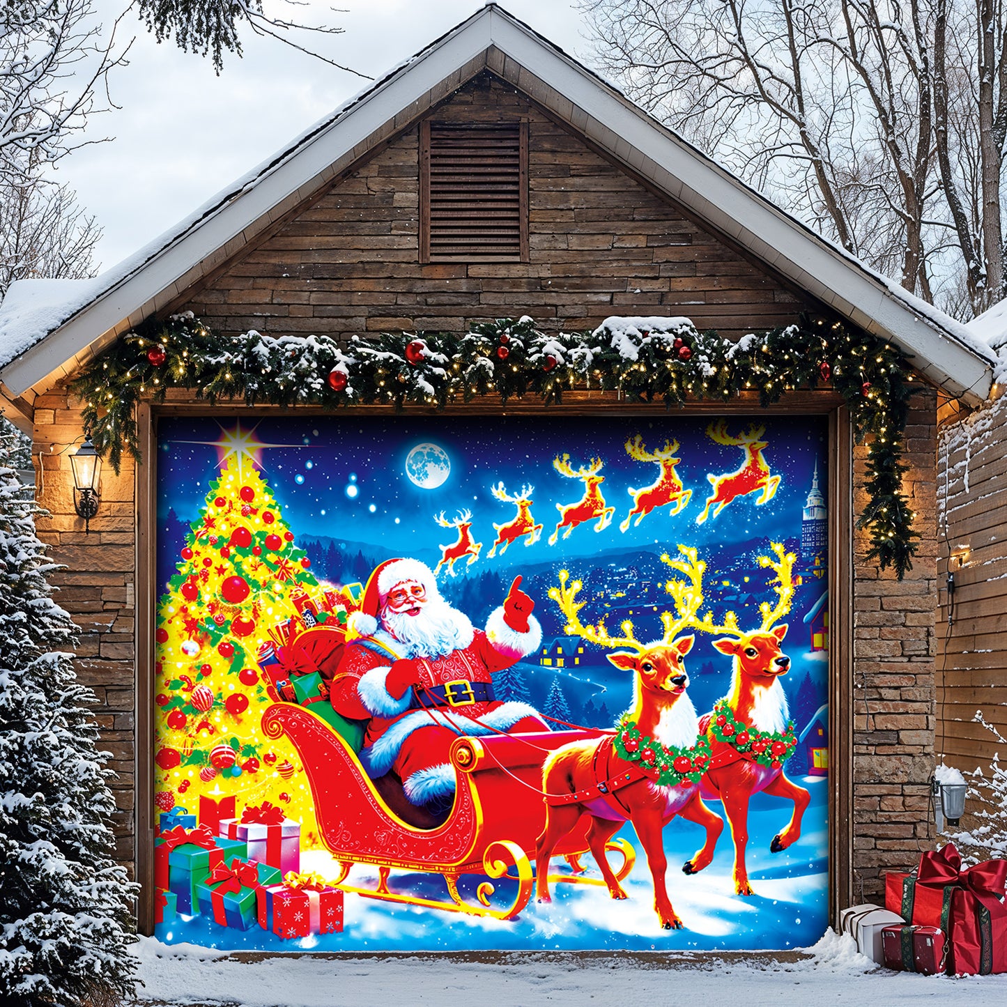 Lorva Christmas Garage Door Banner Decoration Merry Christmas