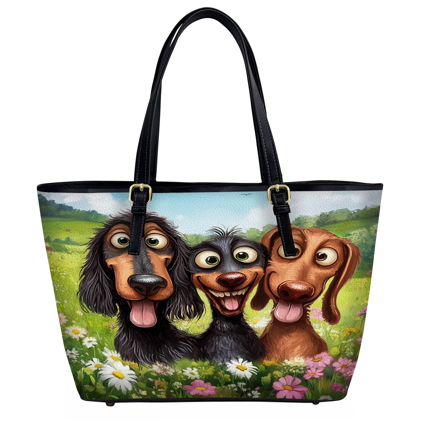 Lorva Leather Tote Bag Dachshund Giggles