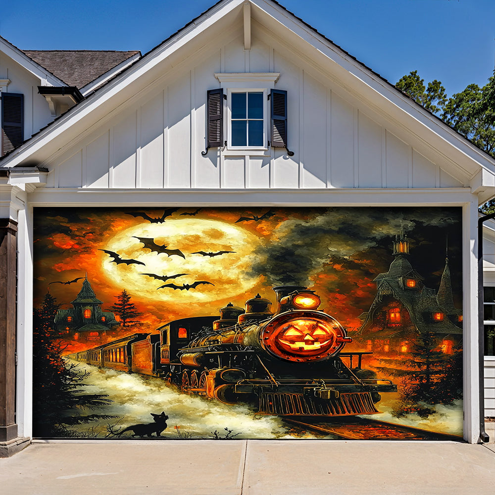 Lorva Halloween Garage Door Banner Decoration Pumpkin Express Halloween