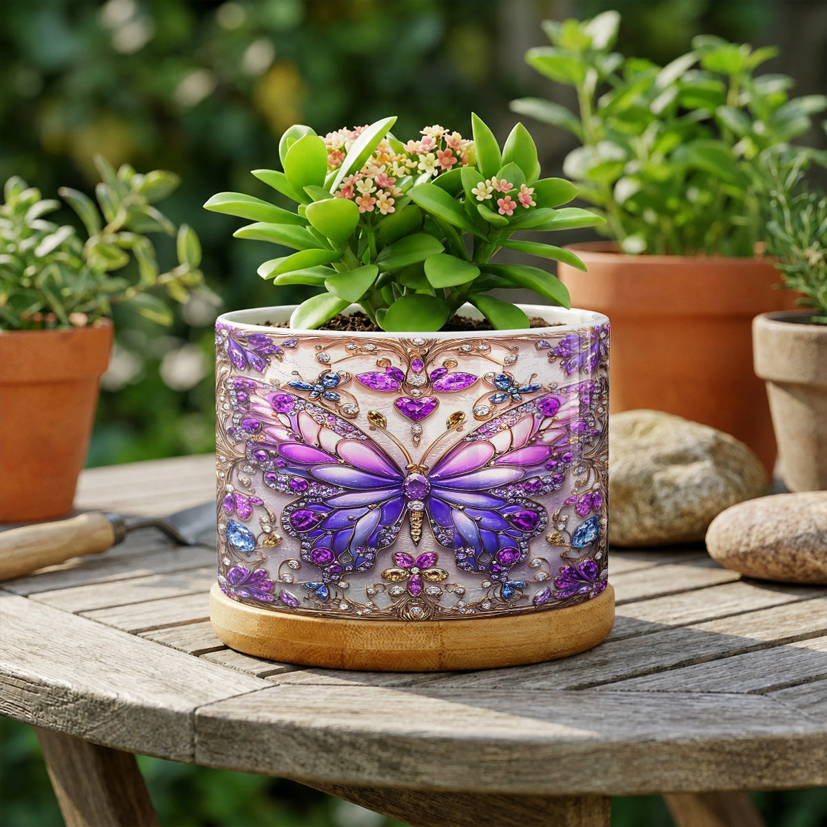 Lorva Ceramic Plant Pot Sparkling Butterfly