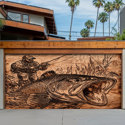 Lorva Fishing Garage Door Banner Decoration Majestic Largemouth Bass