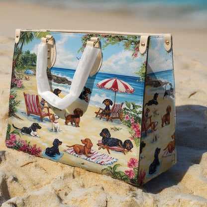 Lorva Leather Bag Dachshund Beach Party