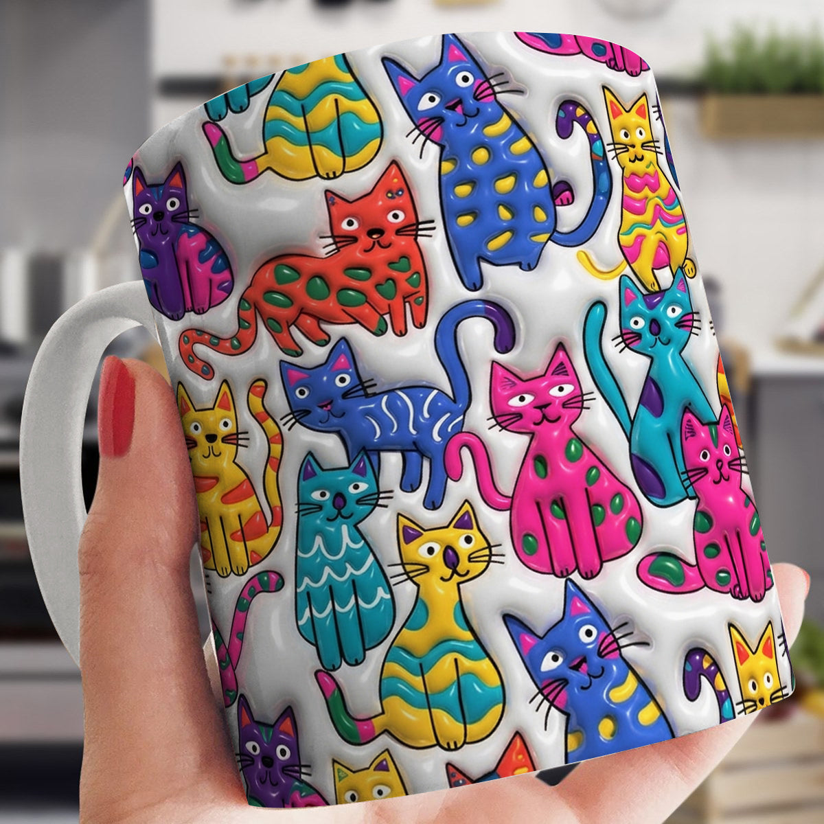 Lorva Mug Whimsical Colorful Cat