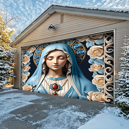 Lorva Christmas Garage Door Banner Decoration Blessed Virgin Mary