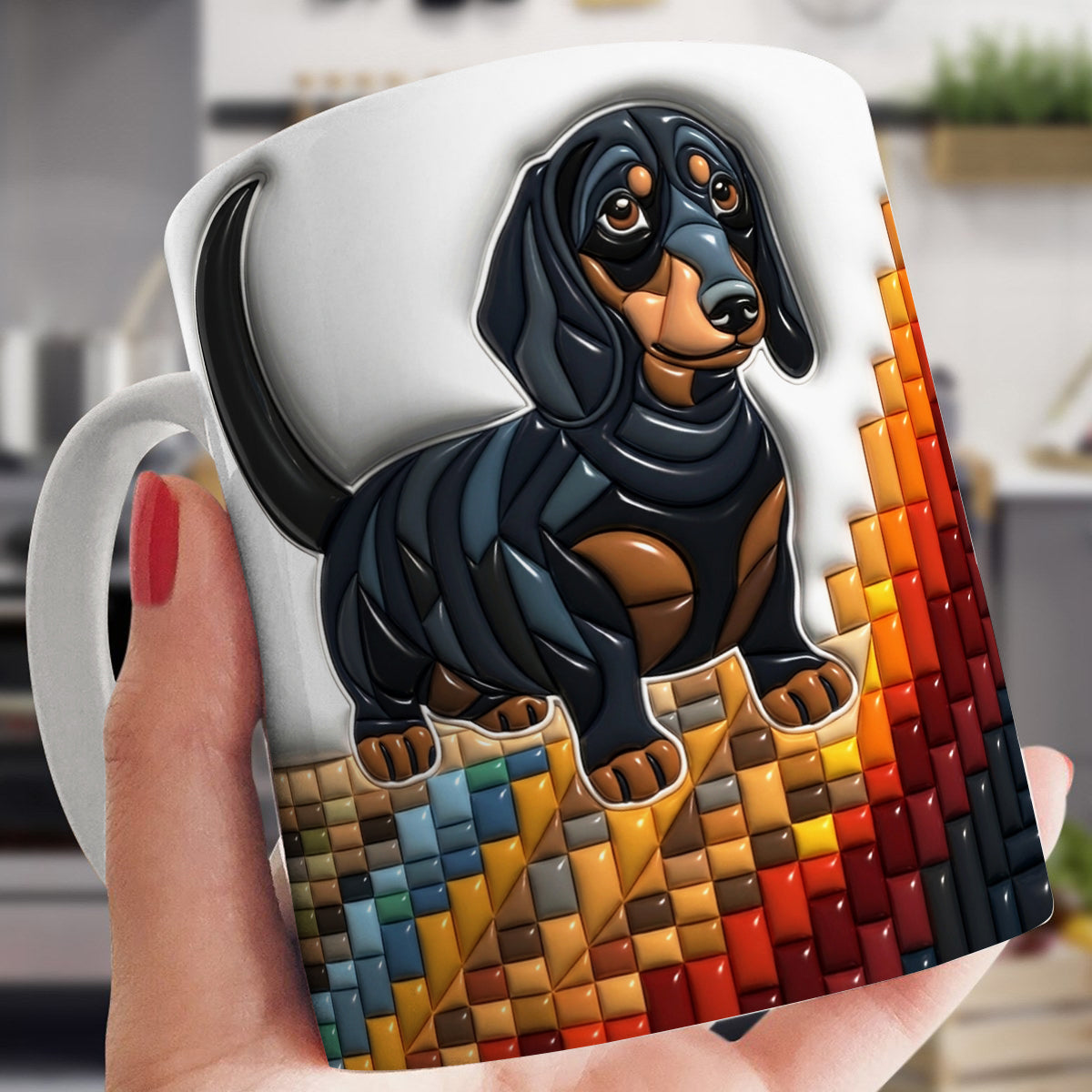 Lorva Personalized Flat Print Mug Majestic Dachshund