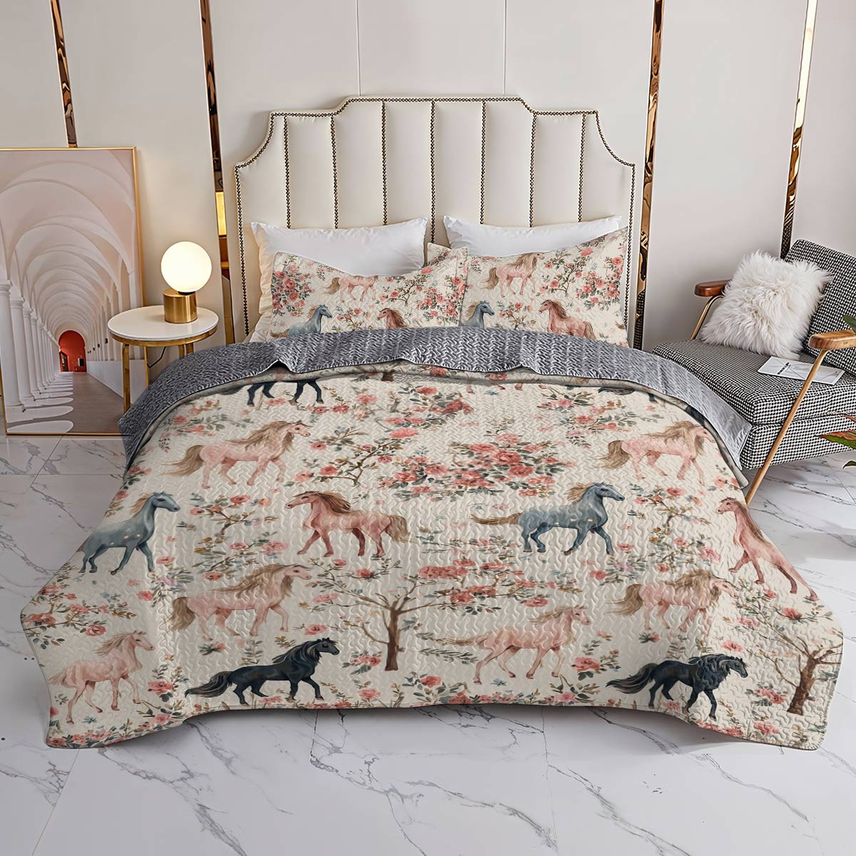 Lorva Horse All Season Quilt 3-Piece Set Gentle Horses