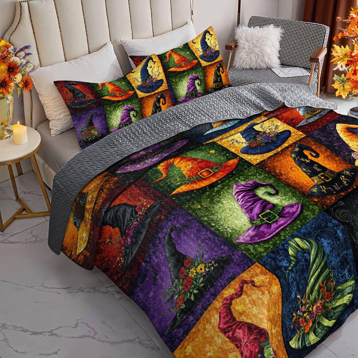 Witch Lorva All Season Quilt 3-Piece Set Magic Witch Hats