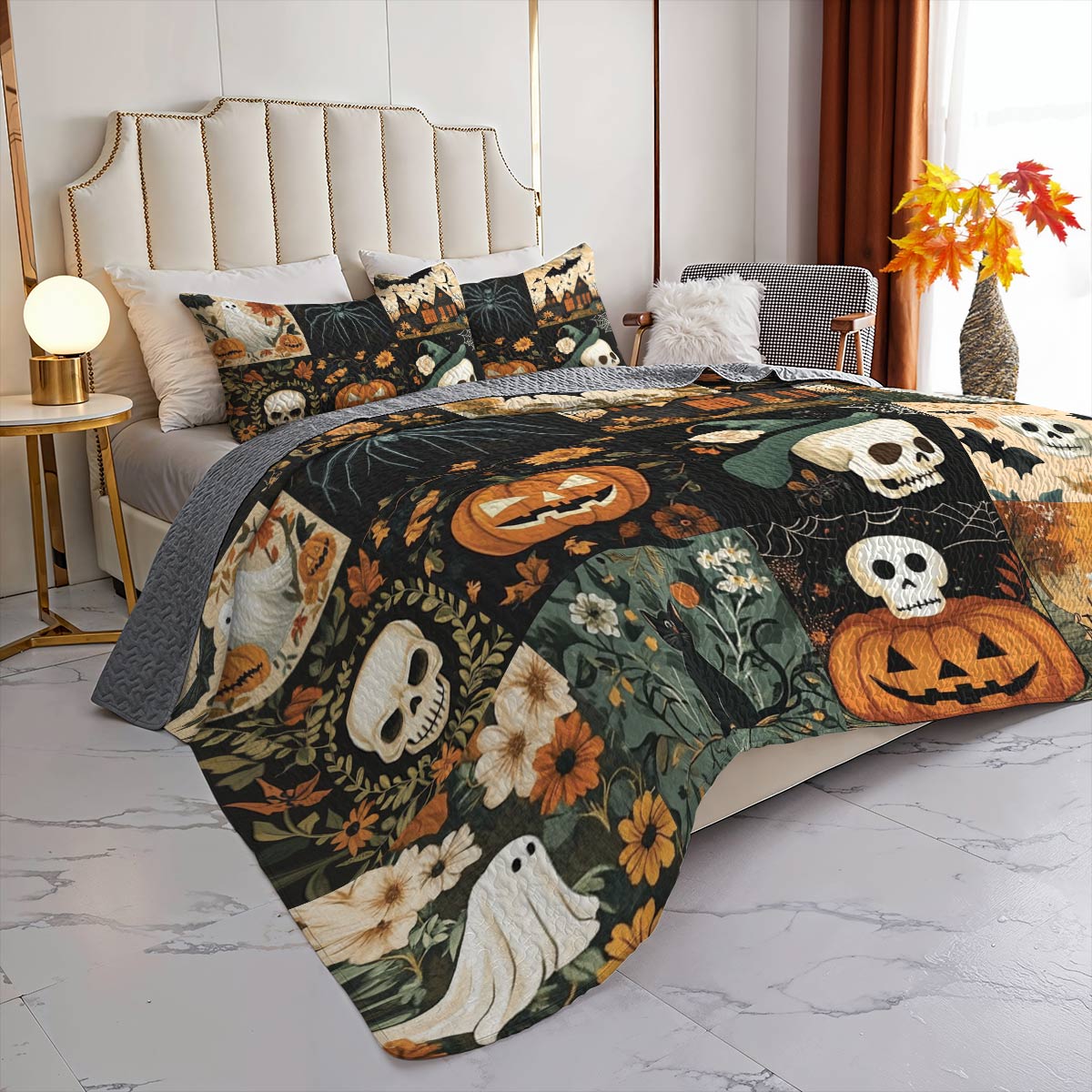 Halloween Lorva All Season Quilt 3-Piece Set Charming Floral