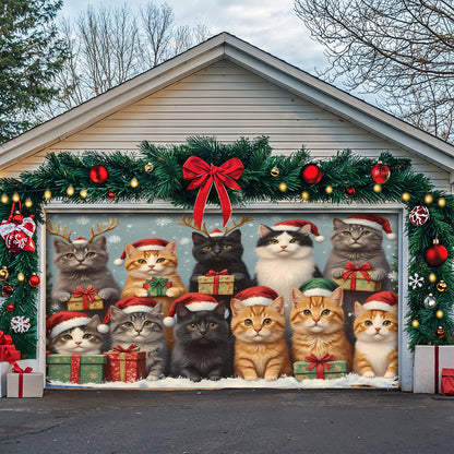 Lorva Cat Christmas Garage Door Banner Decoration Friends
