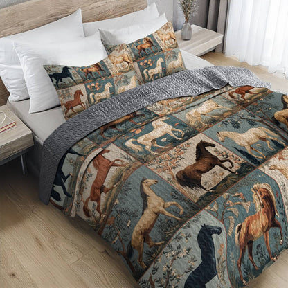 Lorva Horse All Season Quilt 3-Piece Set Horse Love in Wildflower Garden