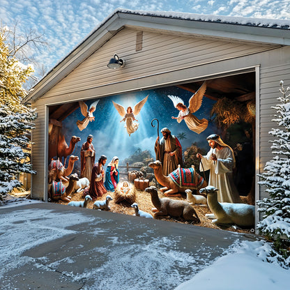 Lorva Christmas Garage Door Banner Decoration Manger Scene