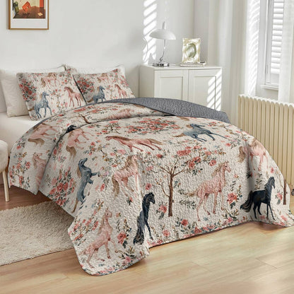 Lorva Horse All Season Quilt 3-Piece Set Gentle Horses
