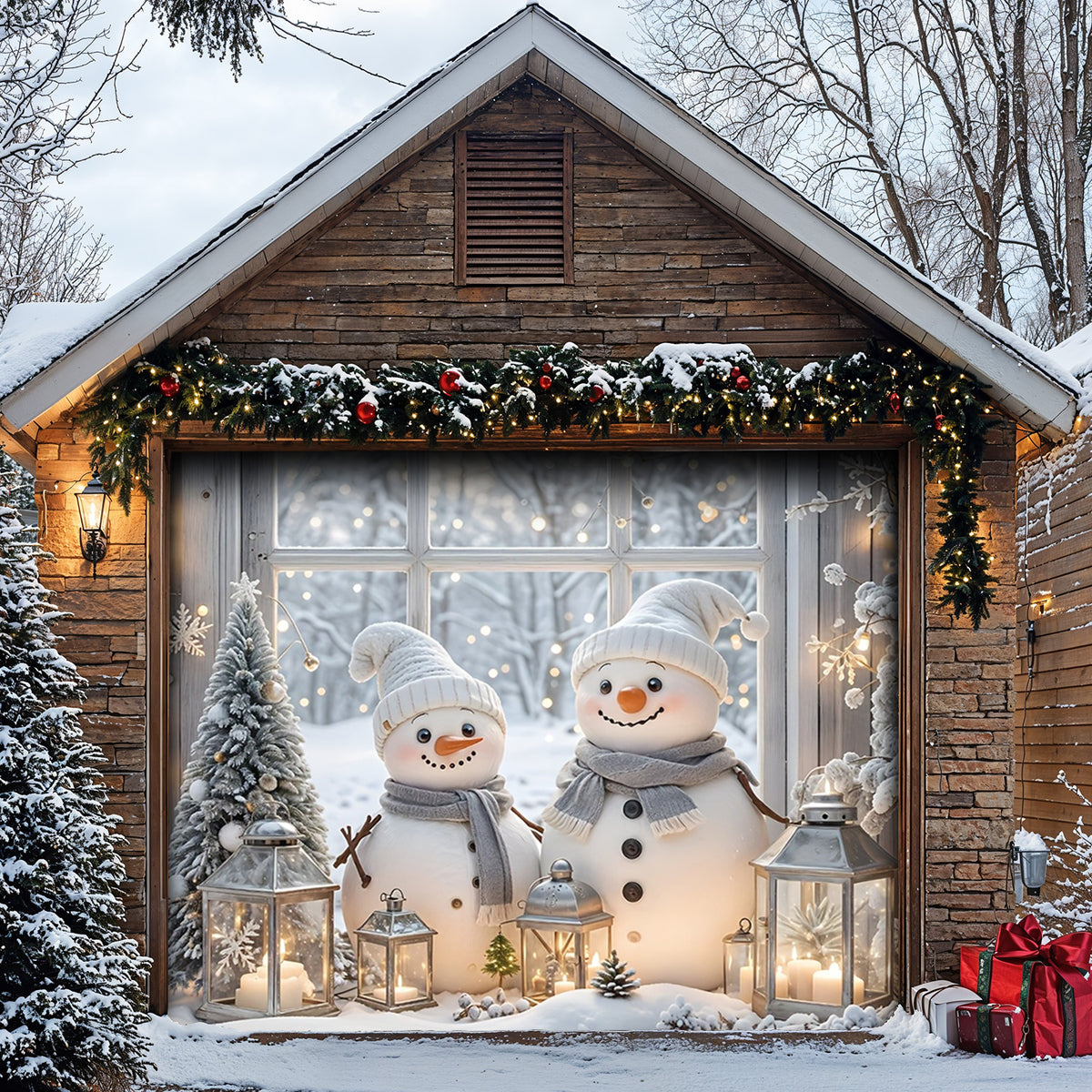 Lorva Snowman Garage Door Banner Decoration Beautiful Life