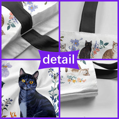 Lorva Tote Bag Charming Floral Cats