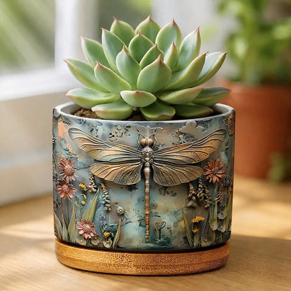 Lorva Ceramic Plant Pot Beautiful Garden Dragonfly
