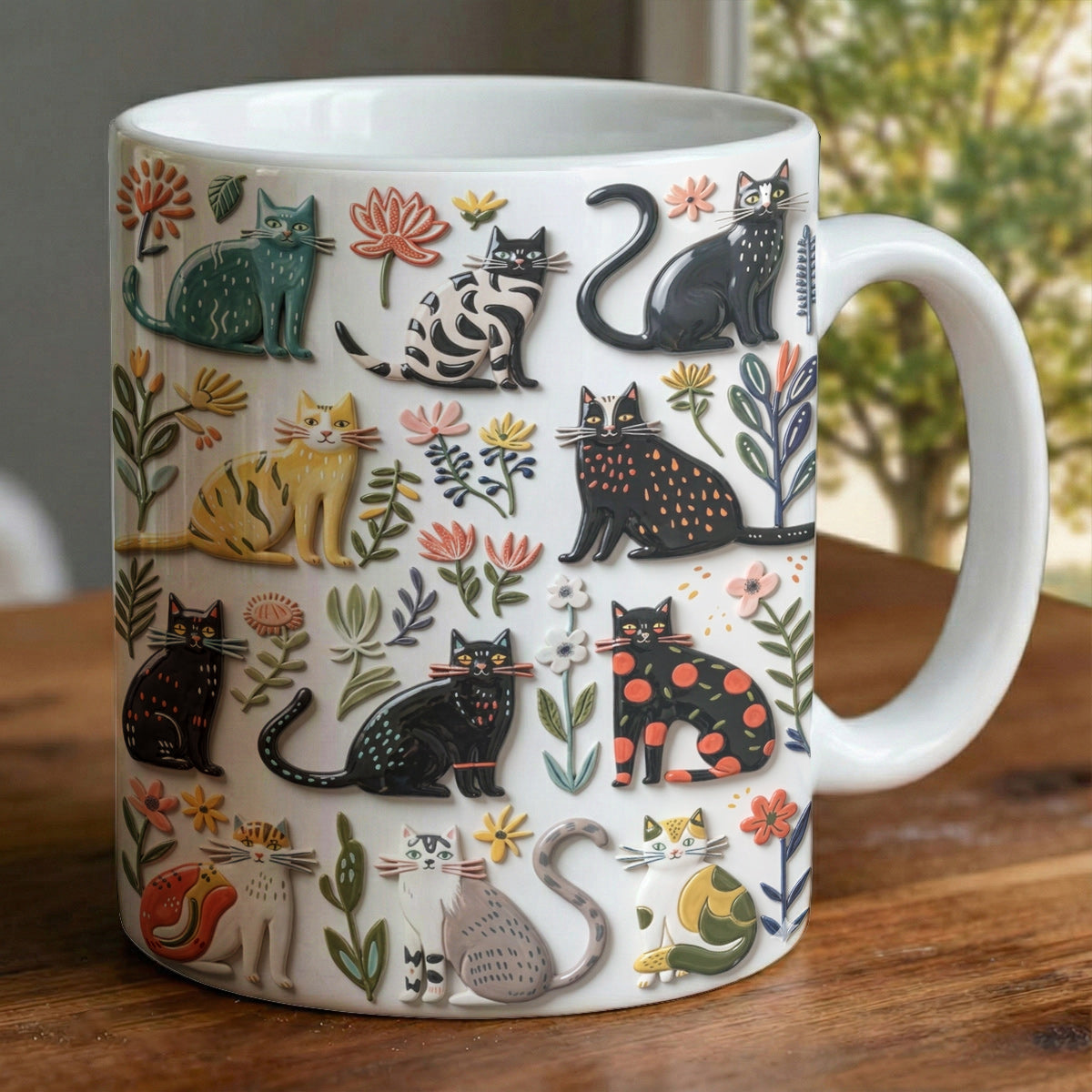 Lorva Flat Print Mug Botanical Cats