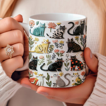 Lorva Flat Print Mug Botanical Cats