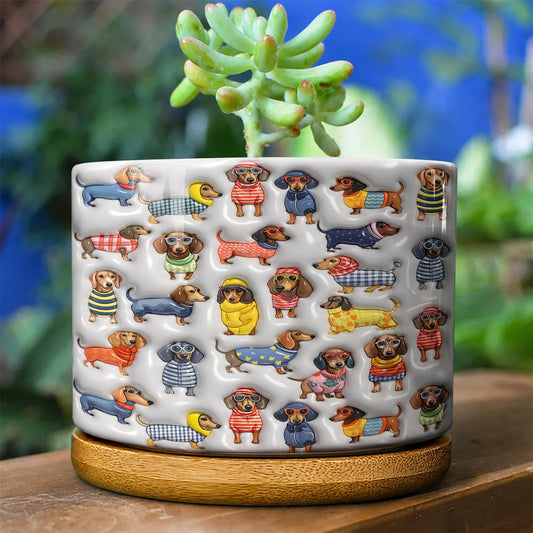 Lorva Dachshund Flat Print Ceramic Plant Pot Amazing Stylish
