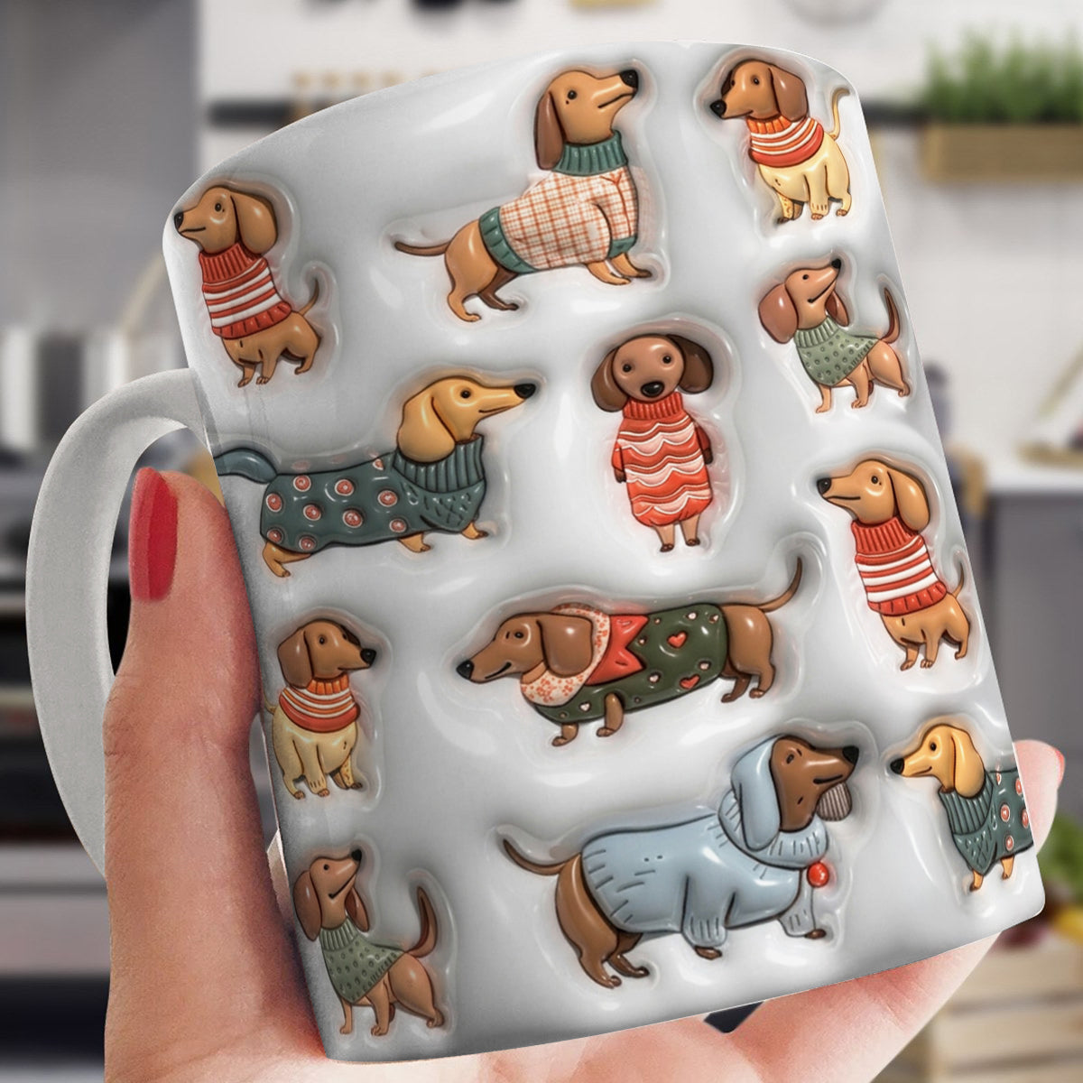 Lorva Flat Print Mug Cute Dachshunds
