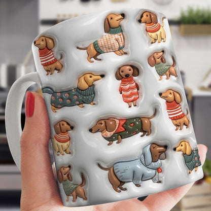 Lorva Flat Print Mug Cute Dachshunds