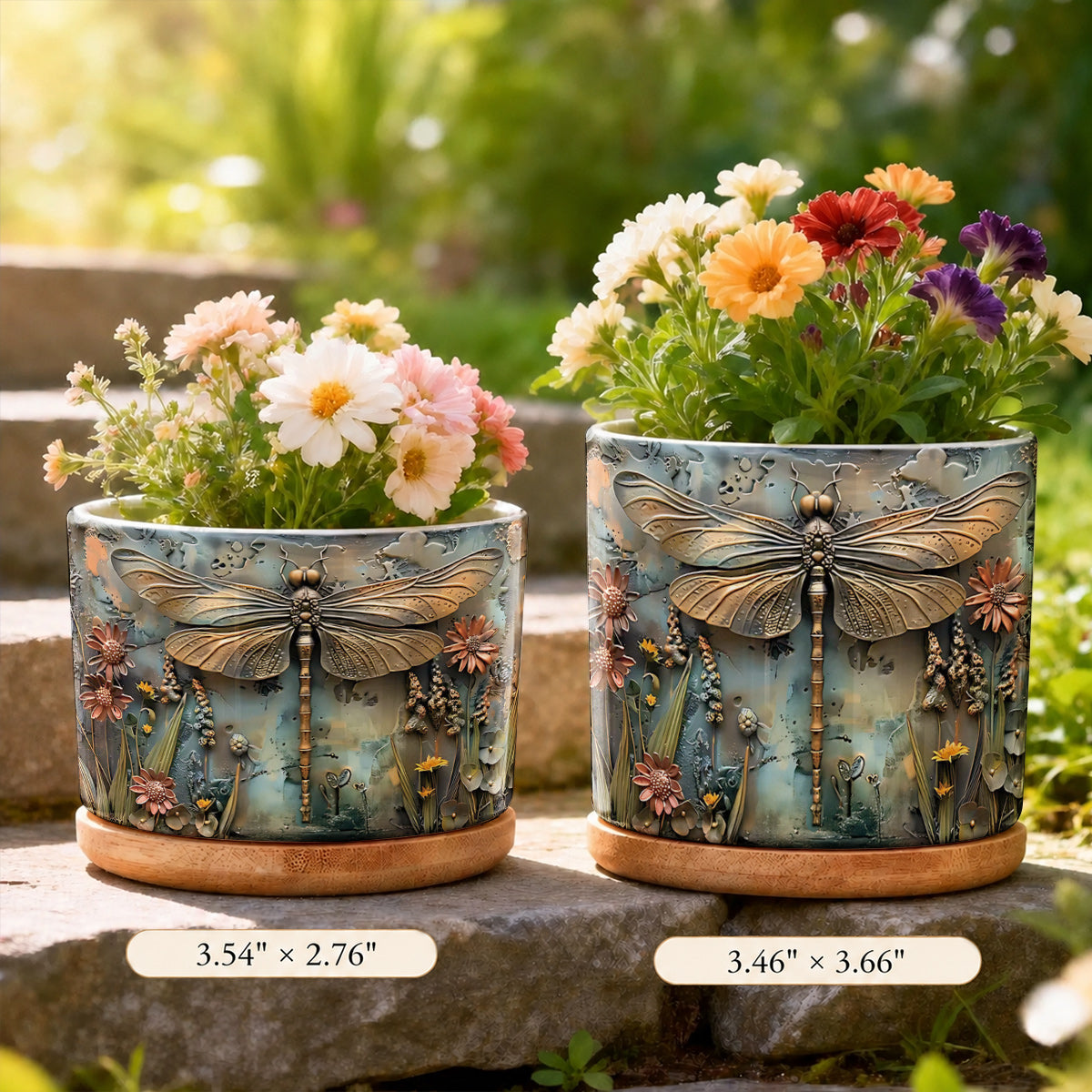 Lorva Ceramic Plant Pot Beautiful Garden Dragonfly