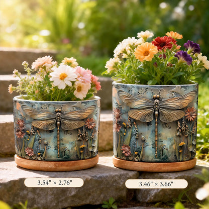 Lorva Ceramic Plant Pot Beautiful Garden Dragonfly