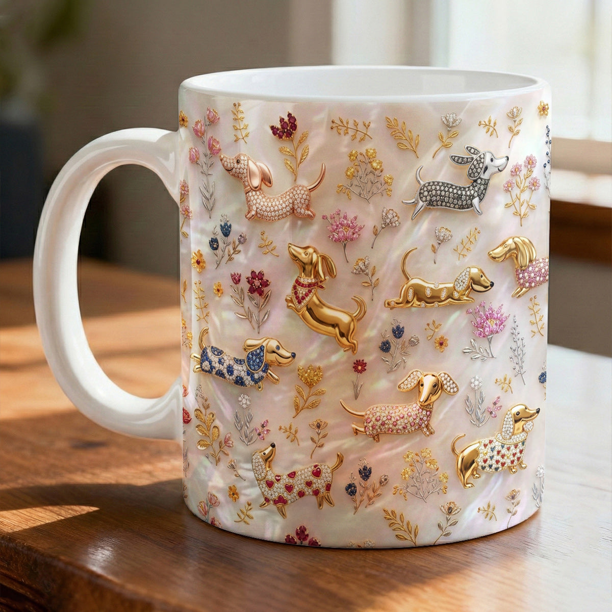 Lorva Dachshund Mug Sparkling Field Flowers