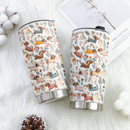 Lorva Dachshund 20Oz Flat Print Tumbler Joyful Field Flowers