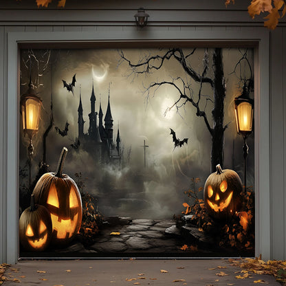 Lorva Halloween Garage Door Banner Decoration Haunted Manor Halloween