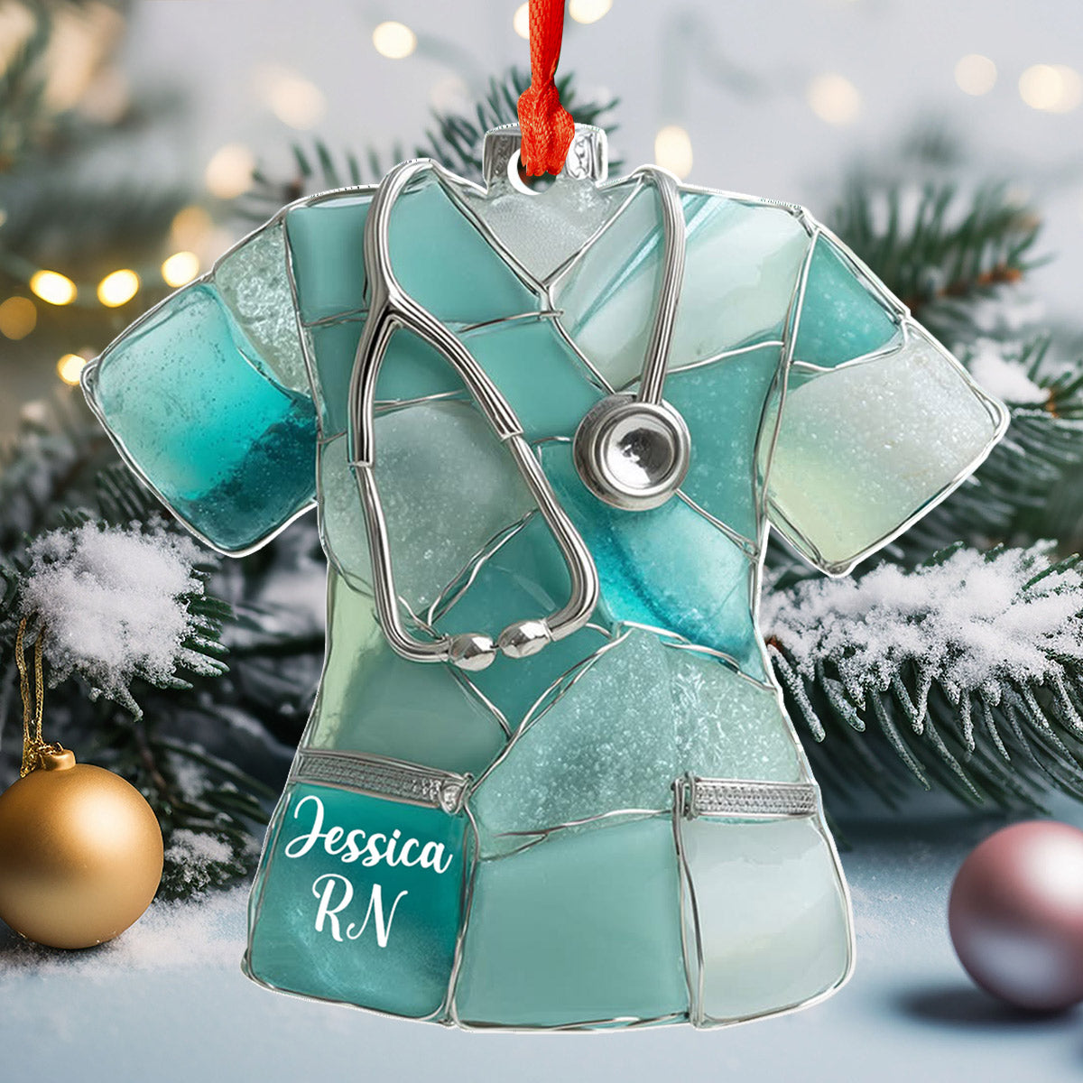 Lorva Personalized Nurse 2D Acrylic Ornament Scrub Shine