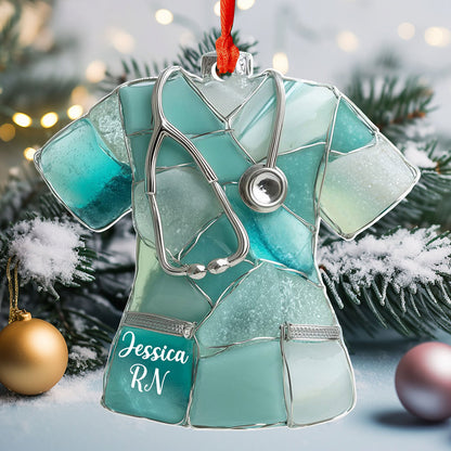Lorva Personalized Nurse 2D Acrylic Ornament Scrub Shine