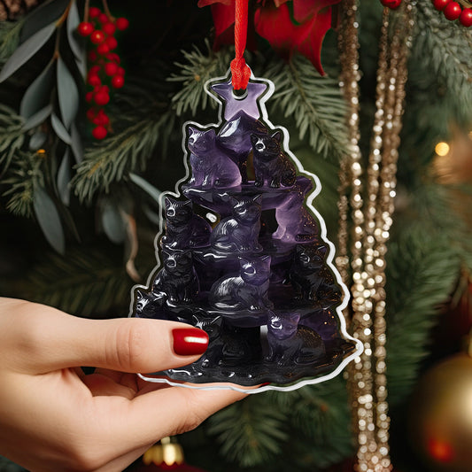 Lorva Cat 2D Acrylic Ornament Amethyst Catmas Tree