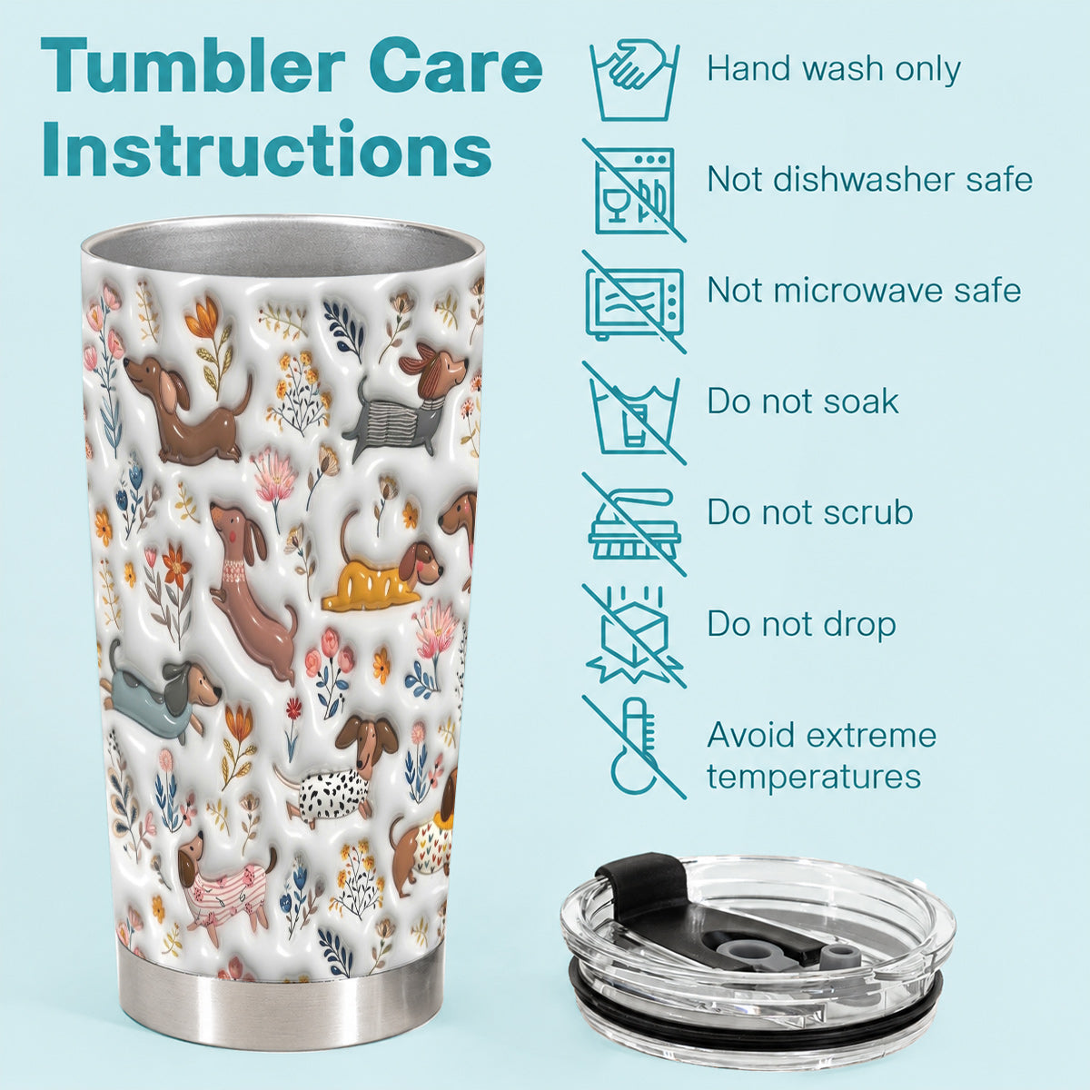 Lorva Dachshund 20Oz Tumbler Cute Field Flowers