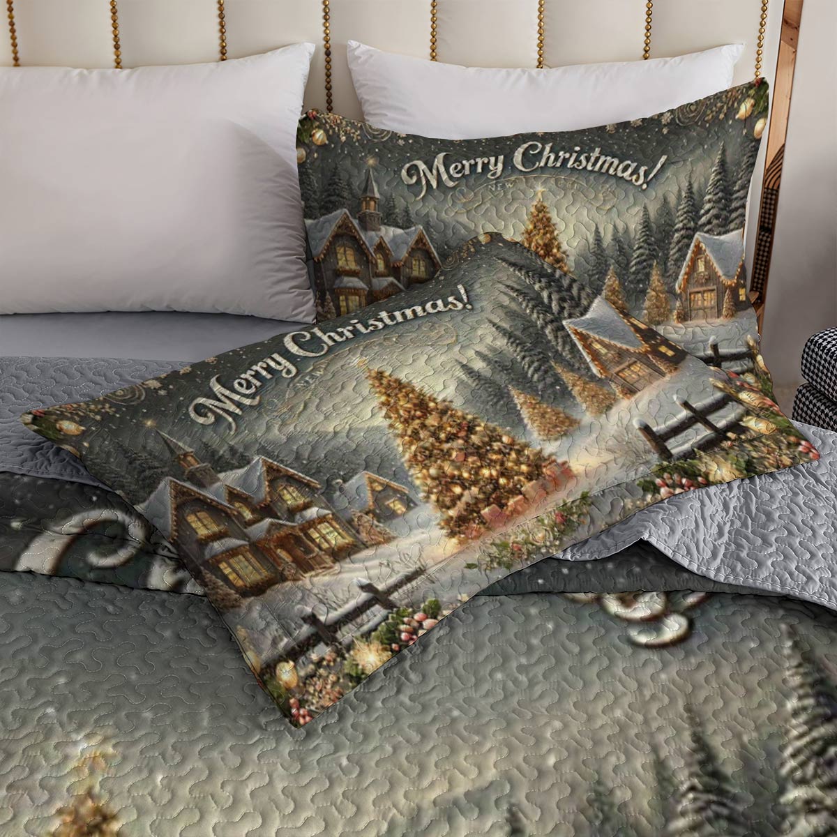 Lorva All Season Quilt 3-Piece Set Vintage Merry Christmas