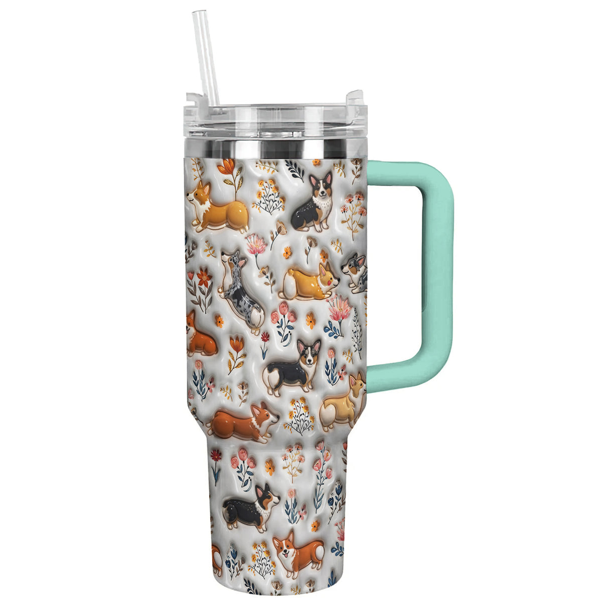 Lorva Corgi Tumbler Happy Field Flowers