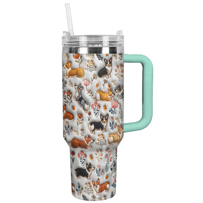 Lorva Corgi Tumbler Happy Field Flowers