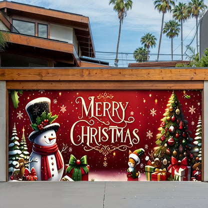Lorva Christmas Garage Door Banner Decoration Merry Christmas Snowman