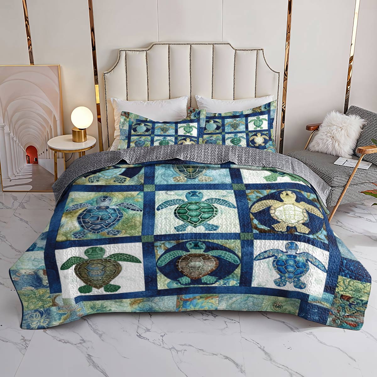 Lorva Sea Turtle All Season Quilt 3-Piece Set