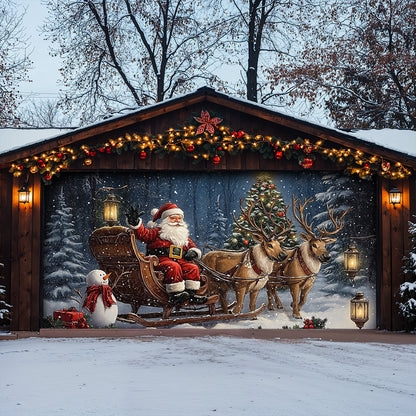 Lorva Christmas Holy Family Garage Door Banner Decoration Santa’s Rustic Christmas Retreat