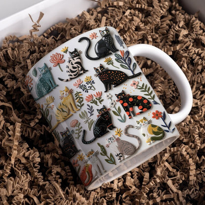 Lorva Flat Print Mug Botanical Cats