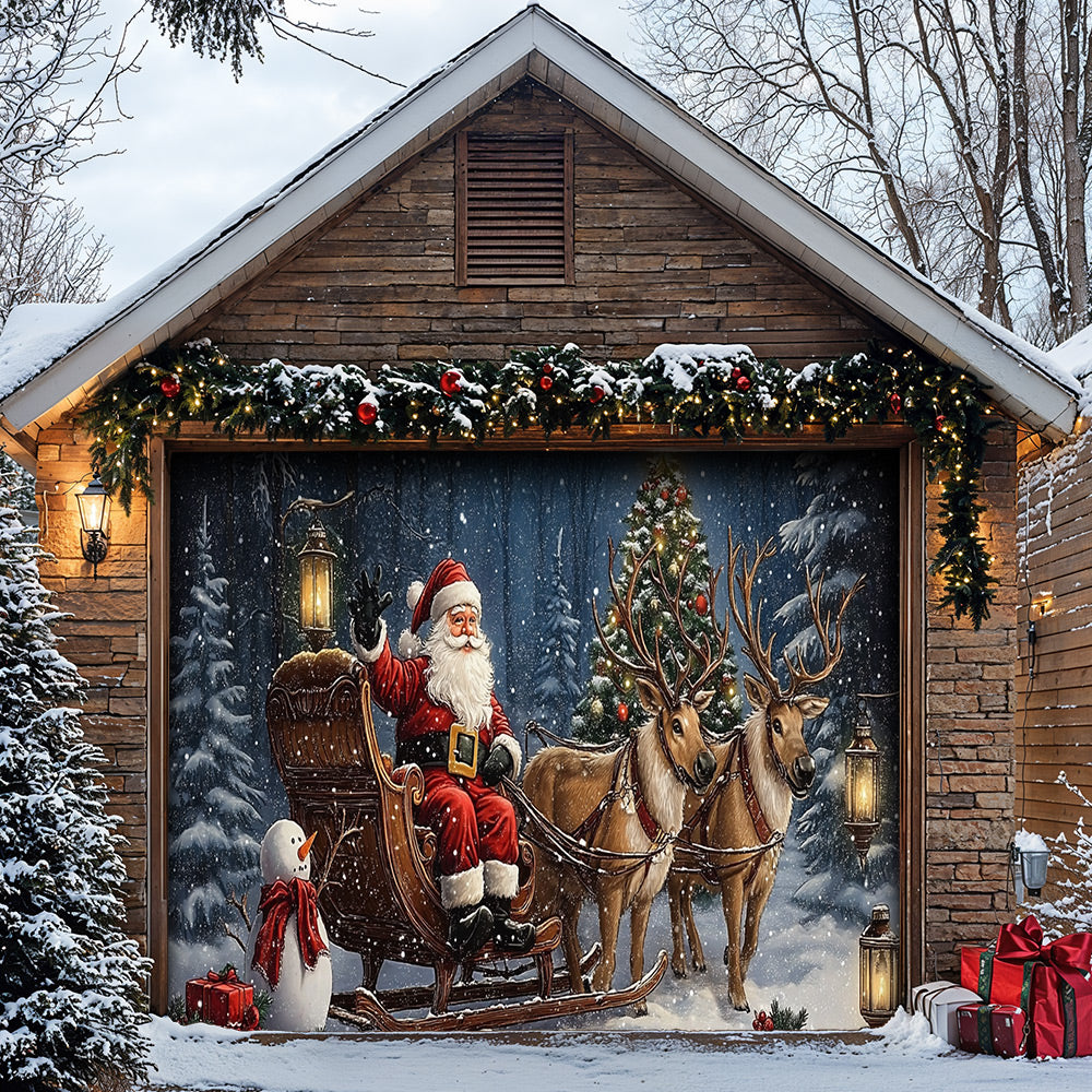 Lorva Christmas Holy Family Garage Door Banner Decoration Santa’s Rustic Christmas Retreat
