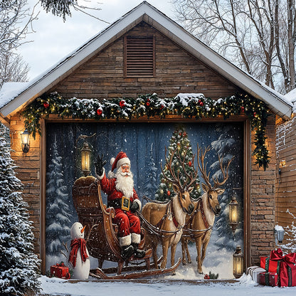 Lorva Christmas Holy Family Garage Door Banner Decoration Santa’s Rustic Christmas Retreat