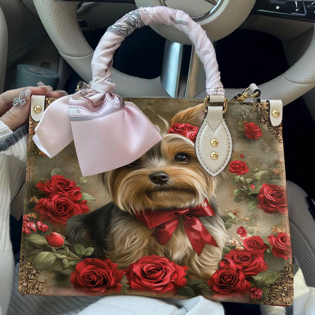 Lorva Yorkie Leather Bag Royal Rose Yorkie