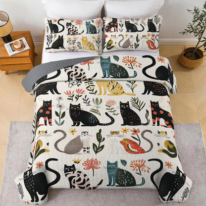 Lorva All Season Quilt 3-Piece Set Cat Garden