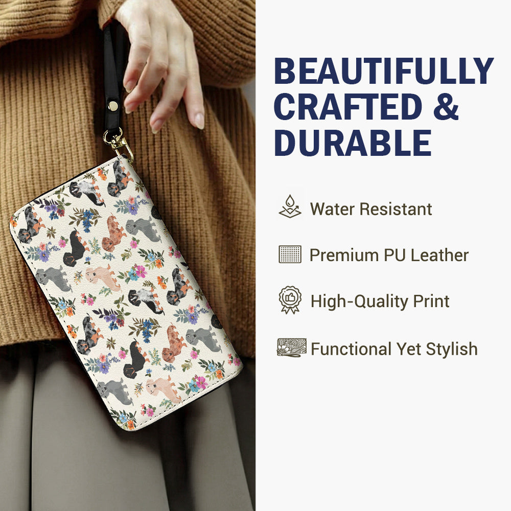 Lorva Leather Wallet Charming Floral Dachshunds