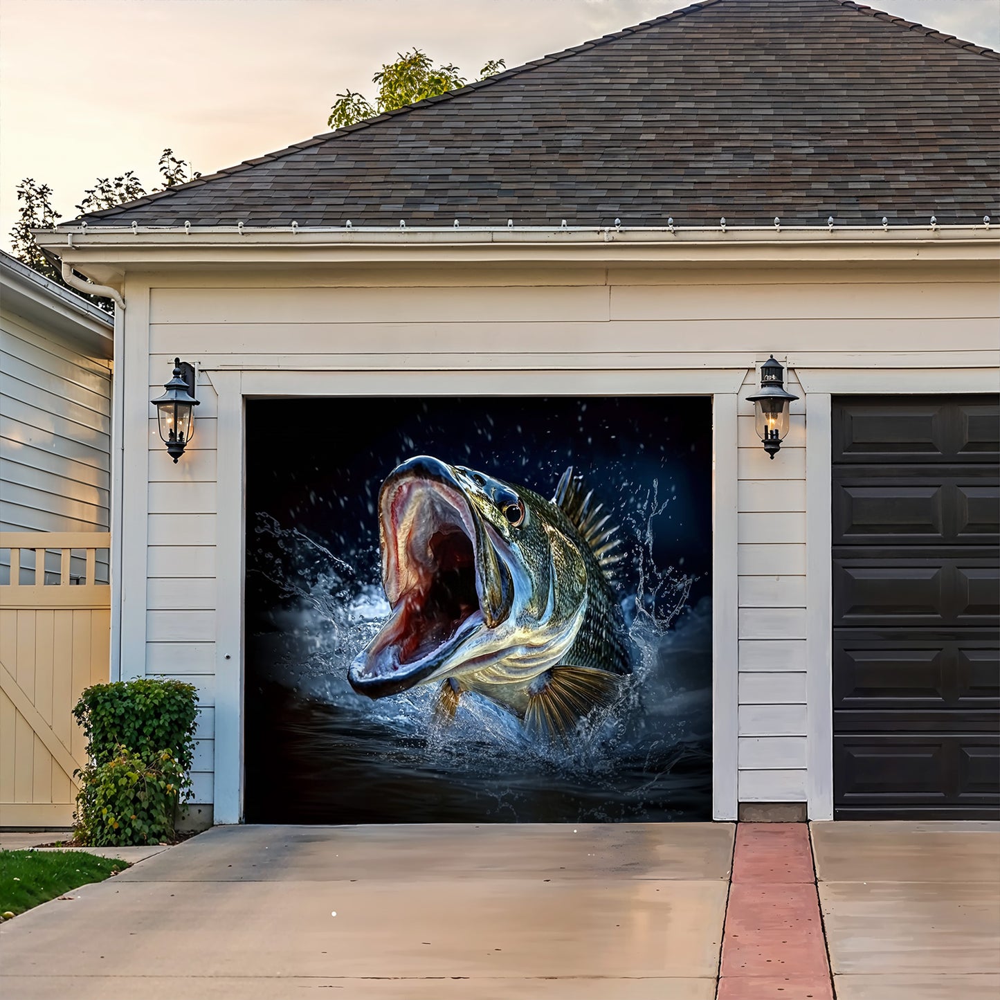 Lorva Fishing Garage Door Banner Decoration Gone Bassin'